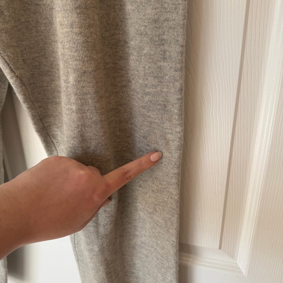 summersalt Gray Knit Cashmere Wool Drawstring Joggers with Cream Tie - Picture 3 of 7